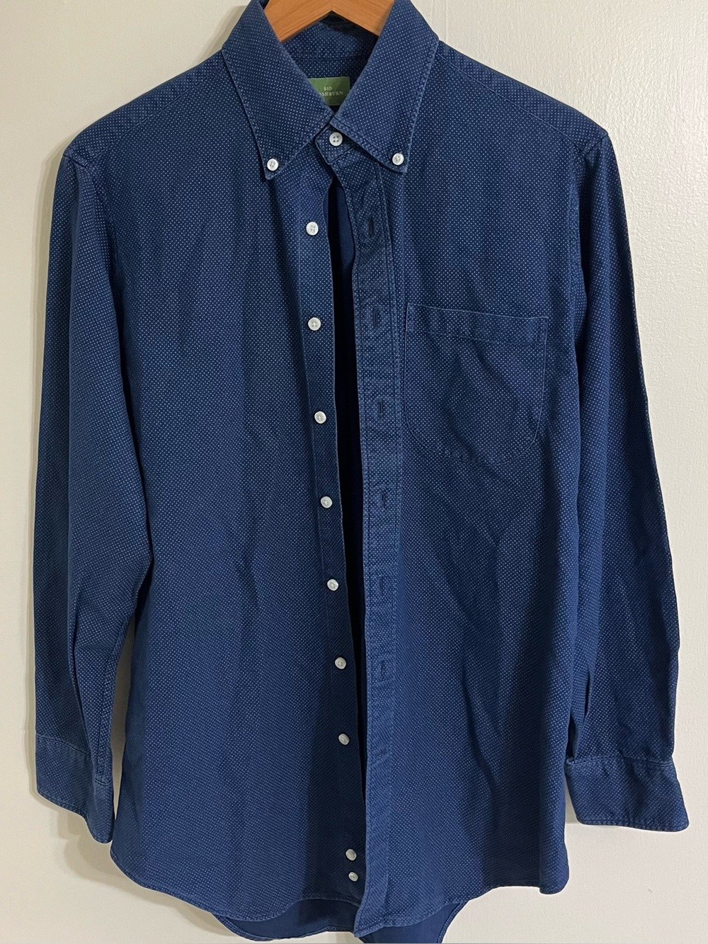 SID MASHBURN button up long sleeve shirt blue dot men’s M